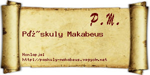 Páskuly Makabeus névjegykártya